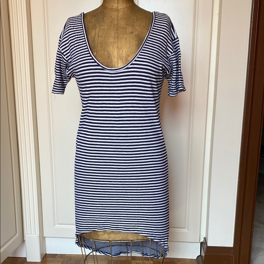 Whetherly Blue and White Bodycon Mini Dress with Flutter Sleeves